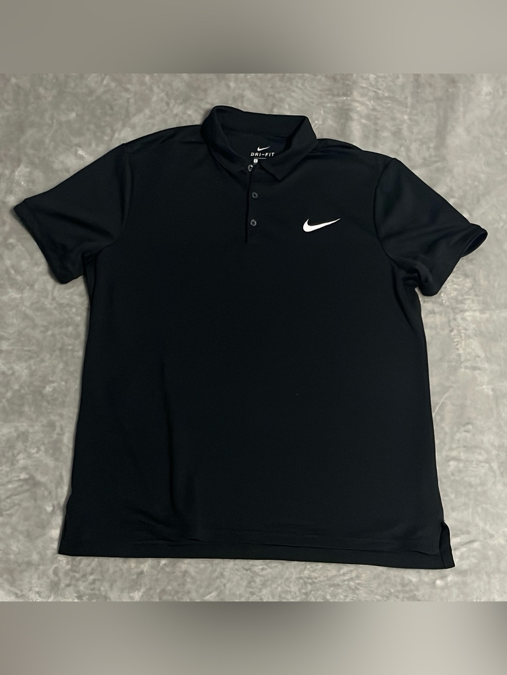 Nike Dri Fit Golf Polo Shirt Mens Large Black Short Sleeve Swoosh Active